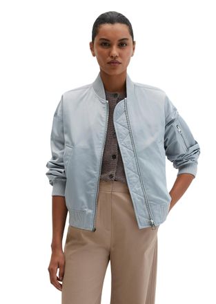 Marc O'Polo Blouson MARC OPOLO, Damen, Gr. 44, grau horizon, Web, Obermaterial: 100% Polyester, unifarben, regular fit h&uuml;ftlang, Rippstrickb&uuml;ndchen, Jacken Blouso