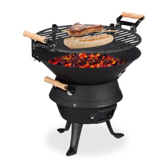 Relaxdays Relaxdays - Barbacoa, Parrilla De Altura Ajustable, Ventilaci&oacute;n, Bandeja Para Carb&oacute;n Vegetal, 40x45x36 Cm, Negro