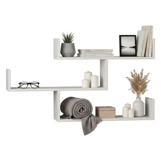 Dmora Estanter&iacute;a Nebulon, Estante, Estante De Pared, Estanter&iacute;as Multiusos, 119x23h67 Cm, Blanco, Con Embalaje Reforzado - Dmora