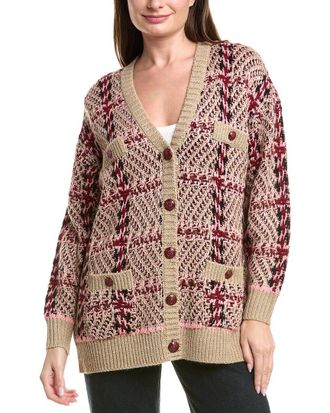 L'agence LAgence Macie Houndstooth Wool-Blend Cardigan