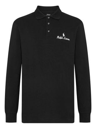 Polo Ralph Lauren embroidered-logo long-sleeved polo shirt - Black