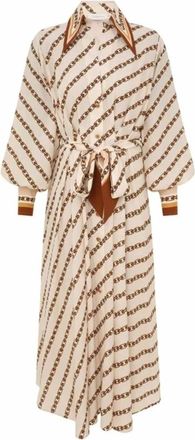 Zimmermann Elegante Midi Overhemdjurk met Ketting - Dames - Shirt Kleedjes - Beige - M - Leer - Kleedjes