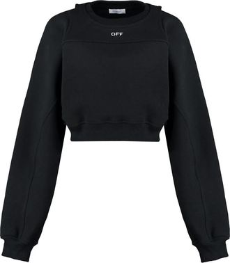 Off-white Logo Detail Katoenen Sweatshirt - Dames - Sweatshirts - Zwart - S - Katoen - Hoodies & sweatvesten