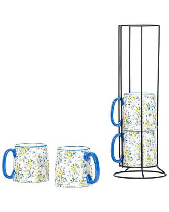 10 Strawberry Street Set Of 4 Bella Espresso Demitasse Stack