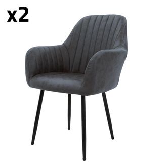 ML Design Lote de 2 sillas de acero, antracita