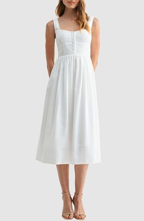 Lush Corset A-Line Midi Dress in White at Nordstrom Rack, Size Large