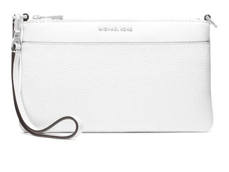 Michael Kors Jet Set Medium Top Zip Convertible Wristlet Wallet Womens Handbags Optic White : MD, Leather