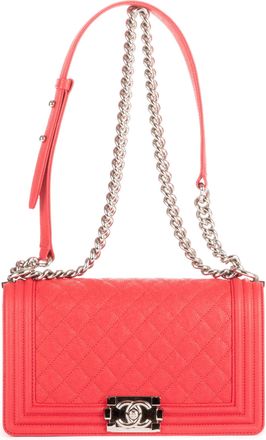 Chanel Pre-owned Womens Boy Medium Shoulder Bag - Red - One Size