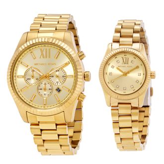 Michael Kors Quartz Lexington His and Hers Gold-Tone Watch Set MK4950SET