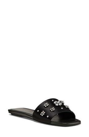 Stuart Weitzman Poppy Embellished Slide Sandal in Black/Silver Shade/Gray at Nordstrom Rack, Size 9.5