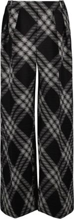 Burberry Vintage Check wollen rechte broek - Dames - Wijde Broeken - Zwart - 2XS - Wol - Broeken