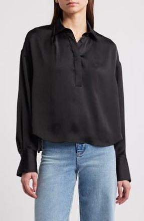 Rag & Bone Martha Long Sleeve Popover Shirt in Black at Nordstrom Rack, Size Xx-Small