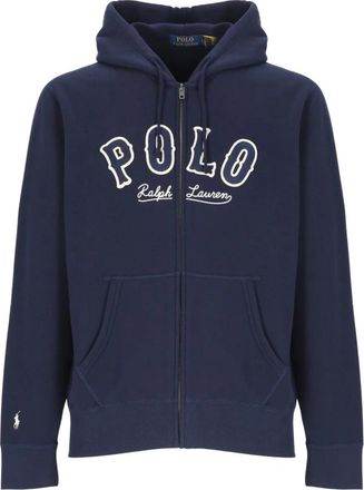 Ralph Lauren RL Fleece Western-Logo Hoodie - Heren - Vesten met rits - Blauw - M - Katoen - Hoodies & sweatvesten