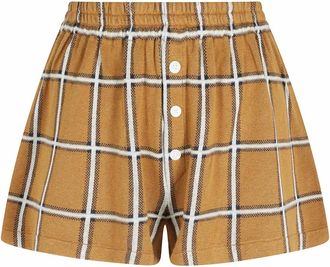 Guest In Residence Picnic Plaid Short - Dames - Bermuda - Bruin - S - Korte Broeken
