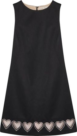 Alice & Olivia Cade Heart Embellished Satin Mini Dress - Black - 12 (UK16 / XL)
