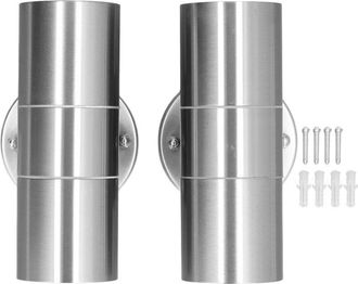 OEM 2 Unidades De Apliques De Pared Exteriores Impermeables Gu10 De Acero Inoxidable Con Luz Hacia Arriba Y Hacia Abajo, Apliques De Pared Cil&iacute;ndricos Led