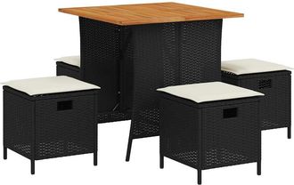 vidaXL Set Da Pranzo Da Giardino 5 Pz Nero Con Cuscini In Polyrattan - Vidaxl