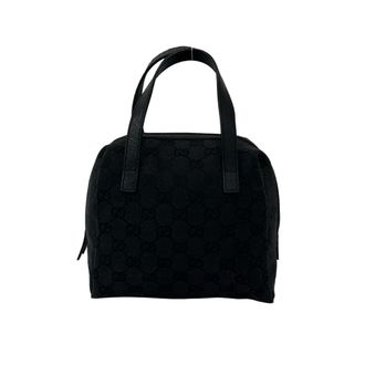 Gucci Black Canvas Leather Boston Bag Handbag Tote Bag (Pre-Owned)