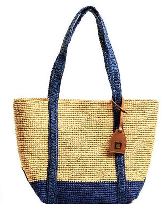 Raf&eacute; New York Boat Tote Lg Large Tote in Natural /Royal Blue at Nordstrom