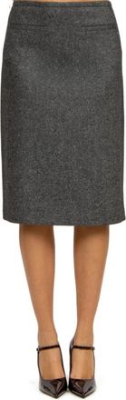 N&deg;21 Wollen midi-rok - Dames - Midirokken - Zwart - 3XL - Wol - Rokken
