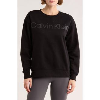 Calvin Klein Puff Print Fleece Sweatshirt in Black at Nordstrom Rack, Size X-Large