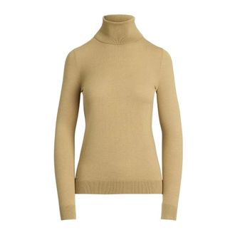 Ralph Lauren Slim Turtleneck Trui - Dames - Truien - Beige - Maat: XL Zijde