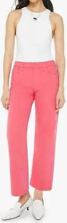 Mother Mid Rise Maven Flood Play Date Jeans In Rouge Red