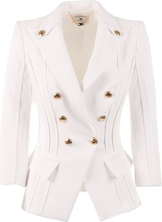 Elisabetta Franchi Double Breasted Gold Accent Blazer