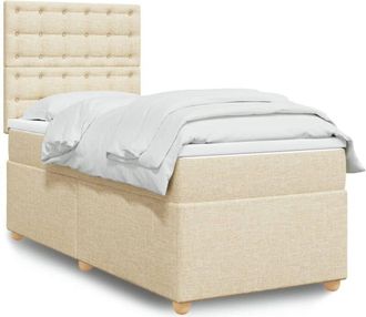 vidaXL Vidaxl - Cama Box Spring Con Colch&oacute;n Tela Color Crema 90x190 Cm