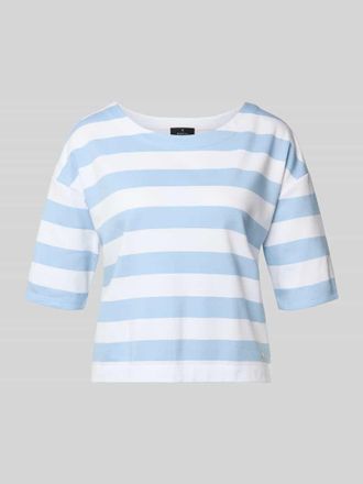 Monari Sweatshirt mit Streifenmuster und 1/2-Arm in Hellblau Melange, Gr&ouml;&szlig;e 34