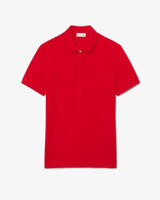 Lacoste Mens Paris Strech Pique Polo Shirt Red Cotton - Size Medium