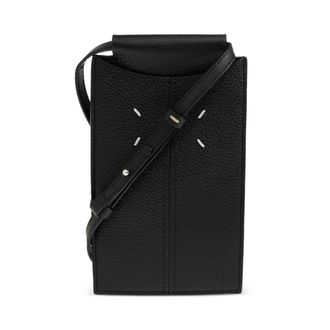Maison Margiela Phone Accessories, female, Black, Size: ONE SIZE Four-stitch Pebbled Leather Crossbody Bag