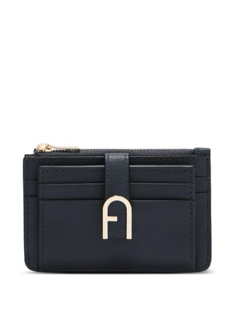 Furla zip-around buckle card holder - unisex - Viscose/Leather - One Size - Black