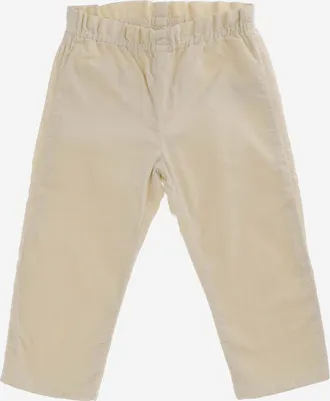 BONPOINT Girls Cotton Velvet Pants Ivory Trousers