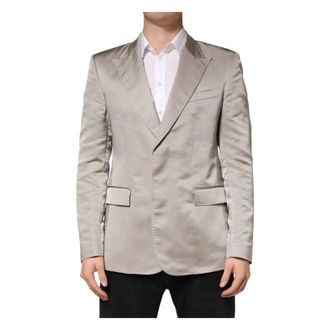 Dolce & Gabbana Blazers, male, Beige, Size: L Single Breasted Jacket