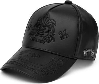 Philipp Plein Baseball Cap Gothic Plein Faux Leather Unisex in Black at Nordstrom, Size 00