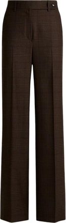 Kiton Kasjmier Glen Plaid Palazzo Broek - Dames - Wijde Broeken - Bruin - L - Kasjmier - Broeken