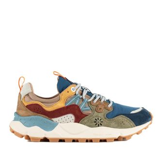 Flower Mountain Yamano 3 Blue And Army Green Suede And Nylon Sneakers