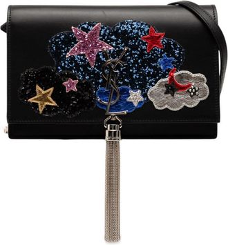 Saint Laurent Pre-owned Saint Laurent Calfskin Cloud Star Applique Classic Monogram Kate Tassel Wallet on Chain Ladies INN.455263.1116