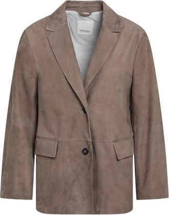 Max Mara Jassen, Dames, Bruin, L, Leer, Giacca