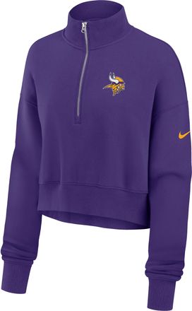 Nike Minnesota Vikings Phoenix Nike Womens NFL Cropped 1/4-Zip Crew in Purple | 01N951L9M-LST