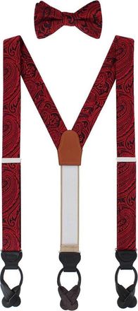 Trafalgar Store Sobee Paisley Silk Brace and Bow Tie Set in Red at Nordstrom