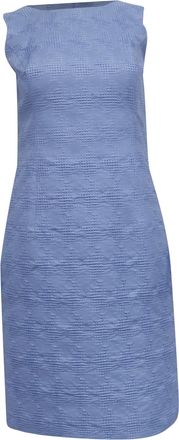 Oscar De La Renta Oscar De La Renta Textured Sleeveless Mini Shift Dress in Blue Polyester