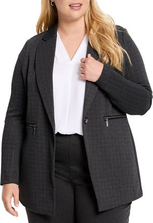 Nic+Zoe Plus Pinstripe Ponte Zip Jacket