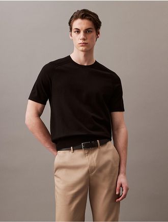 Calvin Klein Mens Tech Knit Crewneck Sweater T-Shirt - Black - 2XL