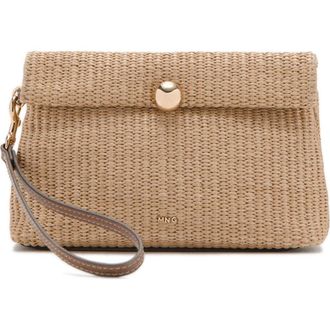 Mango Woven Flap Wristlet in Beige at Nordstrom