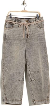 Democracy Tie Waist Barrel Leg Jeans in Tinted Brown at Nordstrom Rack, Size 14P