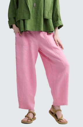 Luukaa D'Celli Zenya Solid Linen Pants in Pale Pink at Nordstrom, Size 10