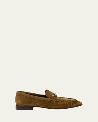 Christian Louboutin Mens Mocallista Suede Red-Sole Penny Loafers