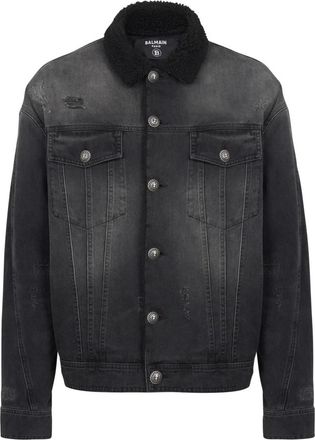 Balmain Faded denim jack - Heren - Spijkerjassen - Zwart - M - Denim - Jassen